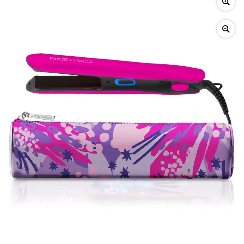 Nwt Almost Famous Fierce Glam‎ Pink Flat Iron with travel pouch nwt